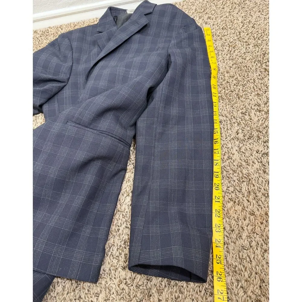 Banana Republic Mens Blue Plaid Blazer Sz 40R Preppy Sport Coat Academia Wool